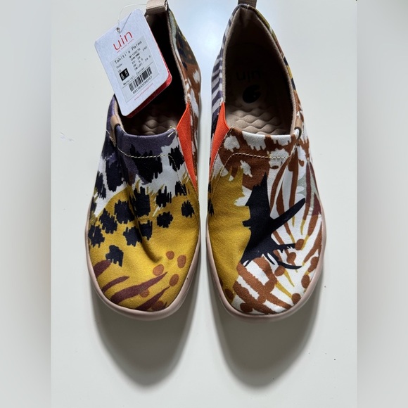 UIN Women’s Slip On Sneaker Casual Loafers Art Painted Walking Shoes - Picture 2 of 5